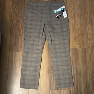 Tribal Plaid Straight Leg Pants - Brown and Gray